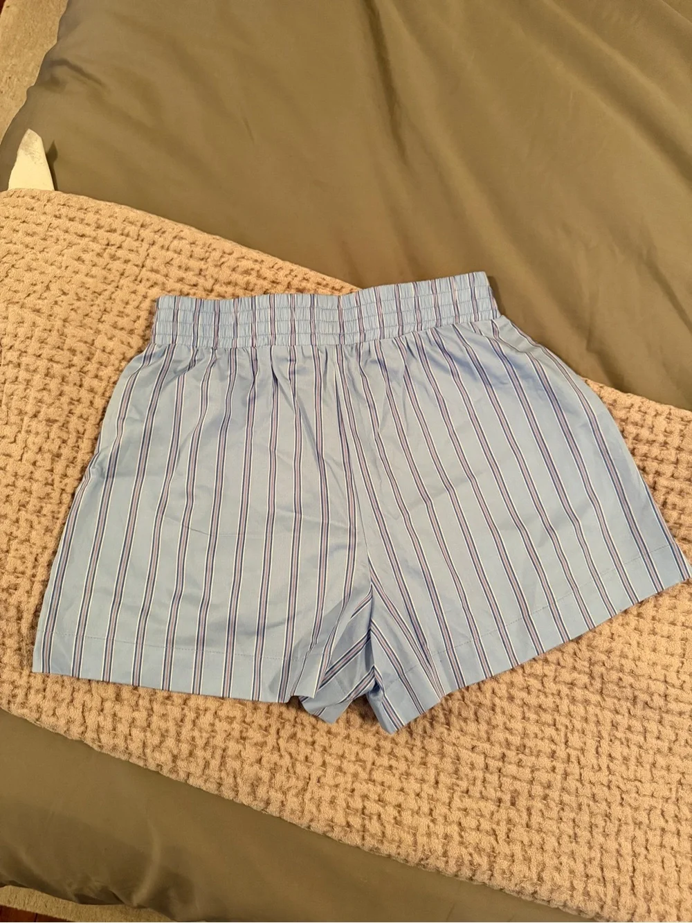 French Connection 100% Cotton Boxer Shorts Light Blue & White Striped XS